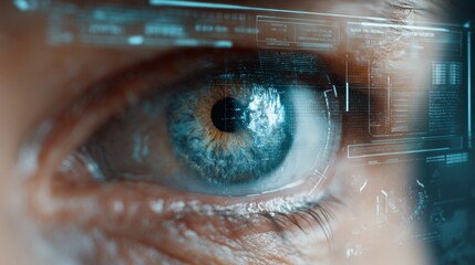 Aufkleber - Virtual Eye Exam Interface Displayed on Computer Screen With Futuristic Design Showing Detailed Data Analysis and a Clear View