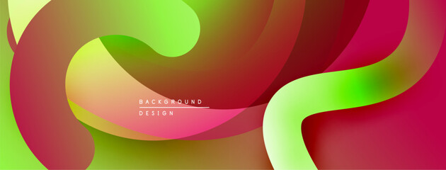 Wall Mural - Abstract fluid shapes, vibrant colors blend. Modern design, smooth gradients create dynamic composition. Background features flowing forms.