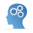 © SA7 - A blue silhouette of a head with gears representing thought and ideas.