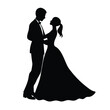 © Aftab Ahmed - Couple Silhouette Embracing – Formal Pose Wedding Love Vector Illustration
