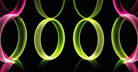 Aufkleber - Abstract design features repeating circular forms, vibrant colors, glossy reflections. Minimalist composition, modern aesthetic, dark background.