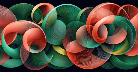 Aufkleber - Abstract composition. Flowing ribbons, vibrant colors, dynamic shapes create complex visual texture. Modern design, digital art.