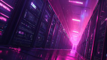 Wall Mural - high tech data center concept featuring server racks and glowing lights in modern infrastructure