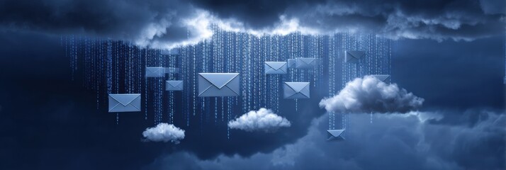 Poster - Phishing Email Suspended in Cyberspace With Malware Clouds Approaching and Clear Zone at Right