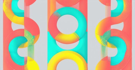 Leinwandbilder - Abstract colorful design. Intertwined shapes create dynamic composition. Bright hues, modern aesthetic, visually striking patterns.