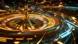 © tita - A roulette wheel in motion, with a golden ball and streaks of colorful light representing speed.