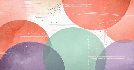 Leinwandbilder - Abstract watercolor shapes overlap. Soft hues create layered composition. Minimal lines add subtle texture, gentle aesthetic.