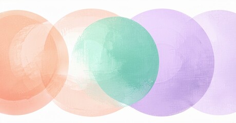 Fototapete - Overlapping circles, pastel colors, soft texture. Minimalist design, abstract shapes, gentle gradients. Light background creates calm visual effect.