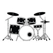 © JJMS - Simple line drawing of a complete drum kit