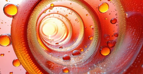 Leinwandbilder - Abstract spiral, vibrant colors, liquid droplets. Warm tones dominate composition, creating hypnotic visual effect.