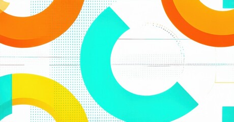 Leinwandbilder - Abstract geometric shapes, vibrant colors, modern design. Overlapping arcs create dynamic composition, dotted patterns visible. Clean aesthetic.