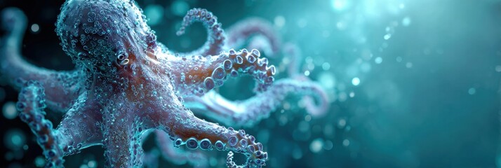 Poster - Suspicious Download Bar Displaying a Virus Tentacle Reaching out in a Digital Environment