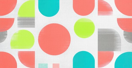 Leinwandbilder - Abstract geometric pattern. Circles, rectangles overlap creating playful texture. Light background enhances vibrant colors.