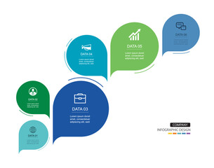 Wall Mural - infographics speech bubbles timeline with 6 number data template. illustration abstract background.
