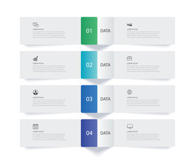 Wall Mural - 4 data infographics rectangle tab index template. illustration business abstract background.