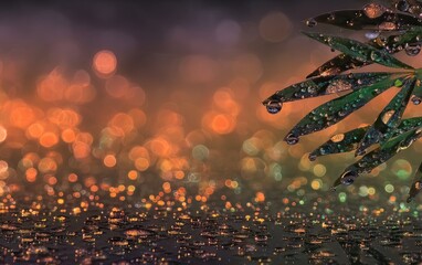 dew-kissed leaf at night