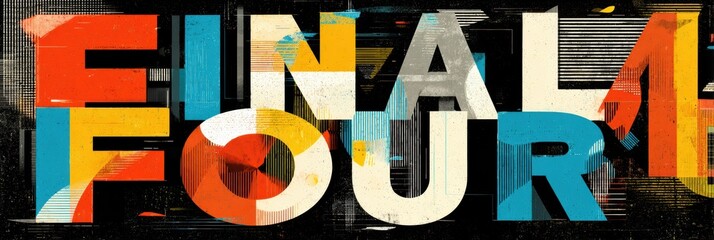Poster - Bold Typography Features Final Four Letters in Vibrant Colors With Minimal Design Elements, Celebrating a Sports Event or Competition