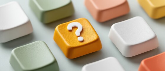 Fototapete - Modern Tech Keyboard Close-up with Question Mark Key Symbolizing Fast Digital Solutions and Tech Support for Business Innovation and Customer Assistance