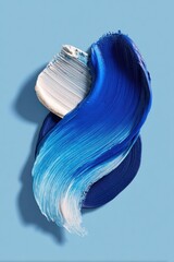 Aufkleber - Bold Blue and White Pigment Brush Stroke with Dramatic Textural Details and Glossy Finish for Modern Artistic Design and Creative Branding