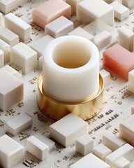 Leinwandbilder - Cylindrical Qubit Quantum Processor with Integrated Circuits and Gold Accents High-Tech Industrial Architecture for Advanced Computing Power