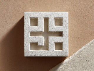 Leinwandbilder - Modern Three-Dimensional QR Code Icon on Textured Surface with Geometric Design Symbolizing Digital Innovation and Future-Ready Scanning Solutions