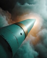 Aufkleber - Ground-Launched Anti-Aircraft Missile in Mid-Flight with Aerodynamic Surface Features for Advanced Air Defense and Proactive Threat Neutralization