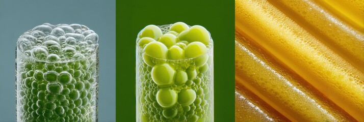 Aufkleber - Innovative Bioreactor Vertical Tubular System with Transparent Bubbling Pipes Showcasing Sustainable Algae Cultivation in Modern Biotechnology Lab