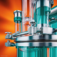 Poster - Advanced stainless steel bioreactor system with digital controls and precision piping for pharmaceutical production - modern tech and engineering innovation