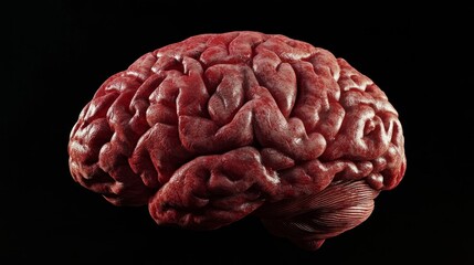 Wall Mural - futuristic digital 3d projection of a human brain model with glowing neural connections and sci-fi w