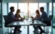 © zhao - Blurred office interior space background with people working and meeting on table. Business concept. High quality
