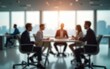 © zhao - Blurred business people meeting in office interior with space for background or banner design. High quality