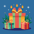 © RekhaRani - Christmas Gift Box with Burning Candles Vector Illustration