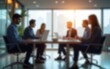 © wang - Blurred business people meeting in office interior with space for business brainstorming background design. High quality