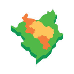  Isometric map of brazil with acre in highlighted colors