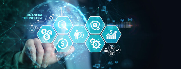 Wall Mural - Fintech -financial technology concept. Business, Technology, Internet and network concept.