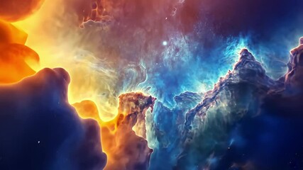 Wall Mural - mesmerizing intergalactic nebula showcasing radiant blue and vibrant orange hues in the vast cosmos,