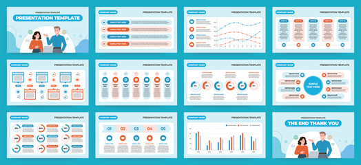 Wall Mural - modern presentation slide templates. infographic elements template set for web, print, annual report