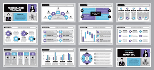 Wall Mural - modern presentation slide templates. infographic elements template set for web, print, annual report