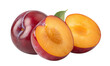 © RomenaJannat - Fresh plums image: whole and halved ripe plums for healthy eating and fruit based recipes showcase image
