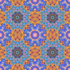 Wall Mural - Ornamental seamless pattern with floral mandalas. Ethnic motifs. Beautiful endless print for fabric, wrapping paper.