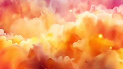 Wall Mural - dreamlike swirling clouds of pink, orange, and yellow hues with sparkling lights