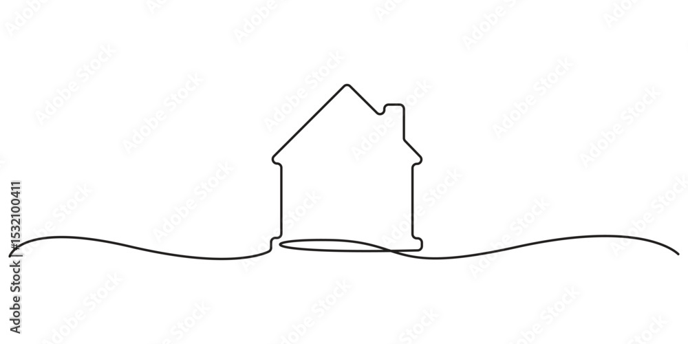 Continuous one line drawing of home icon. Modern house illustration ...
