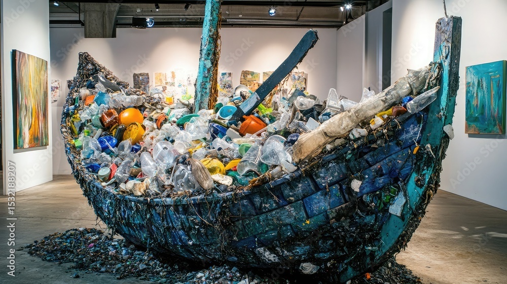 Environment Visual Ocean plastic waste turned into recycled art installations using ...