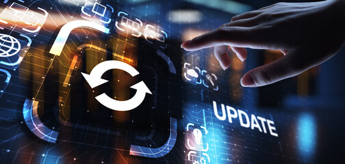 Wall Mural - update system upgrade software version technology concept on virtual screen.