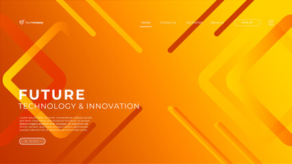 Wall Mural - landing page with yellow and orange gradient abstract shape background