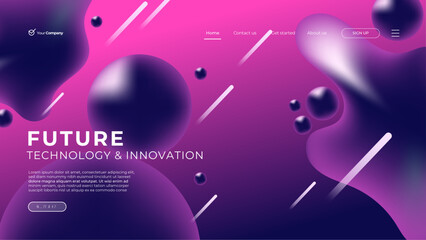 Wall Mural - landing page with purple and pink abstract shape background
