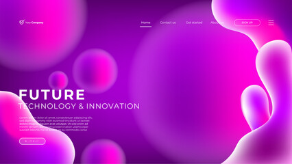 Wall Mural - landing page with pink and purple abstract shape background