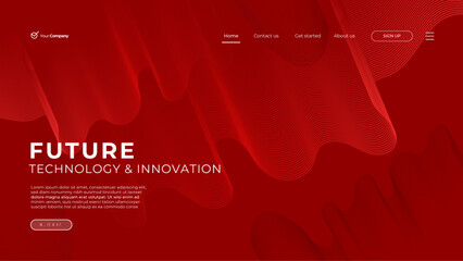 Wall Mural - landing page with red abstract shape background