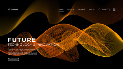 Wall Mural - abstract yellow and orange wave gradient landing page template