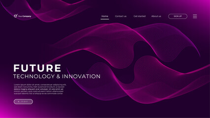 Wall Mural - abstract pink wave gradient landing page template